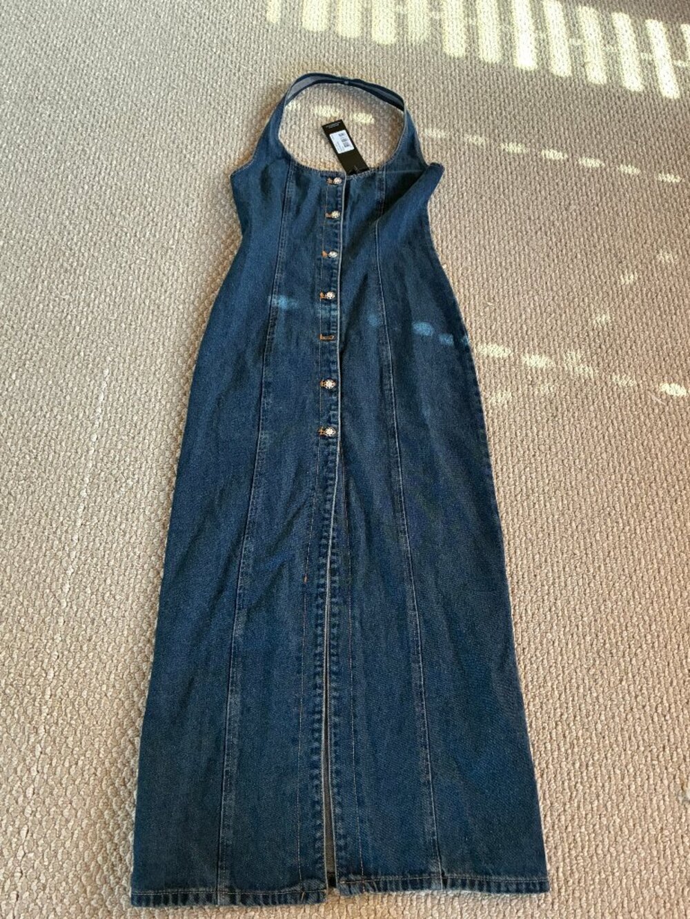 Lioness XS Kenny Denim Maxi Dress HalterNeck Indigo